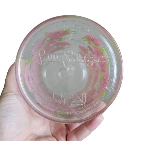 Lilly Pulitzer Floral Clear Acrylic Drink Pitcher 56 oz Pink Green Print - Picture 2 of 7